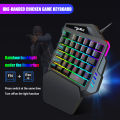 HXSJ One Handed RGB Rainow Gaming Keyboard with Mouse for PC 35 Keys LED Backlight + Wired Gaming Mouse with Breathing Light 5500 DPI 7 Button Keyboard and Mouse Combo. 