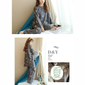 [L Size] 2pcs Cotton Silk Long-Sleeved Pijamas Set Tops+pants Sweet Cute Fashion Cartoon Classic Round Neck Loose. 
