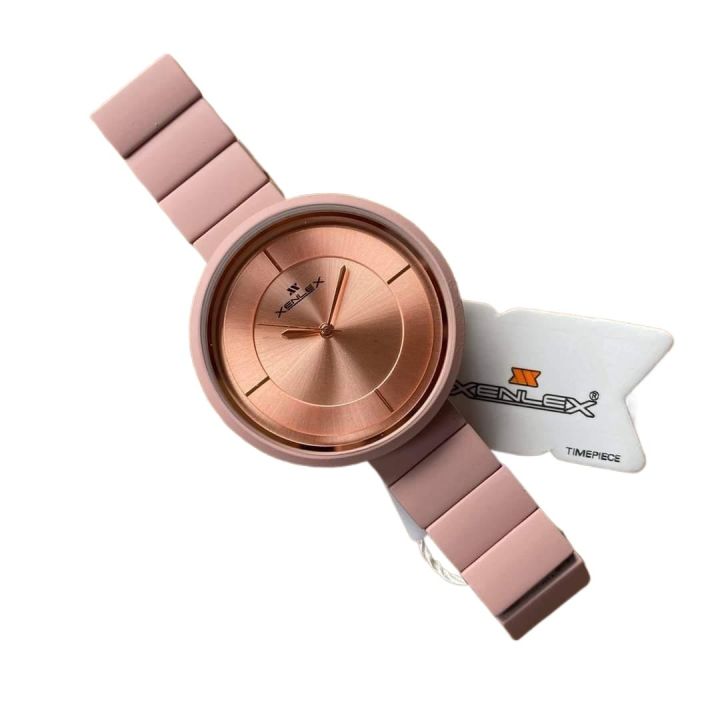 Xenlex Women's Fashion Watch Steel with Rubber Dull Pink