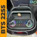 Brodu BTS 2255 Portable Bluetooth Karaoke Speaker Dual 6.5 Inch Super Bass Wireless Speaker with 2 Fast Charging Mics RGB Lights 4500mAh TWS USB TF AUX FM JBL Style Bluetooth Speaker Party Box. 
