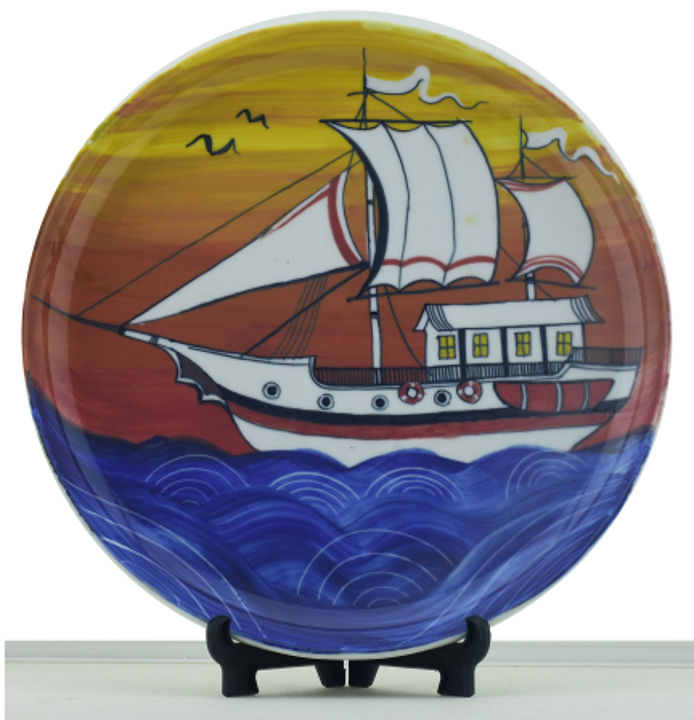 Royal Fernwood /Hand painted Dinner Plate/Waves of destiny