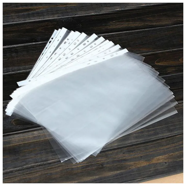 100pcs%20A4%20PP%20Punched%20Punch%20Pockets%20Folders%20Filing%20Wallets%20Sleeves%20Bag%20Transparent%200.03mm%20-%20Image%204