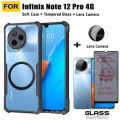 Infinix Note 12 Pro 4G Acrylic Shell Protective Cover With Ring Iron Sheet Magnet For Infinix Note 12 Pro 5G Anti-blue Ray Tempered Glass+Lens Film. 