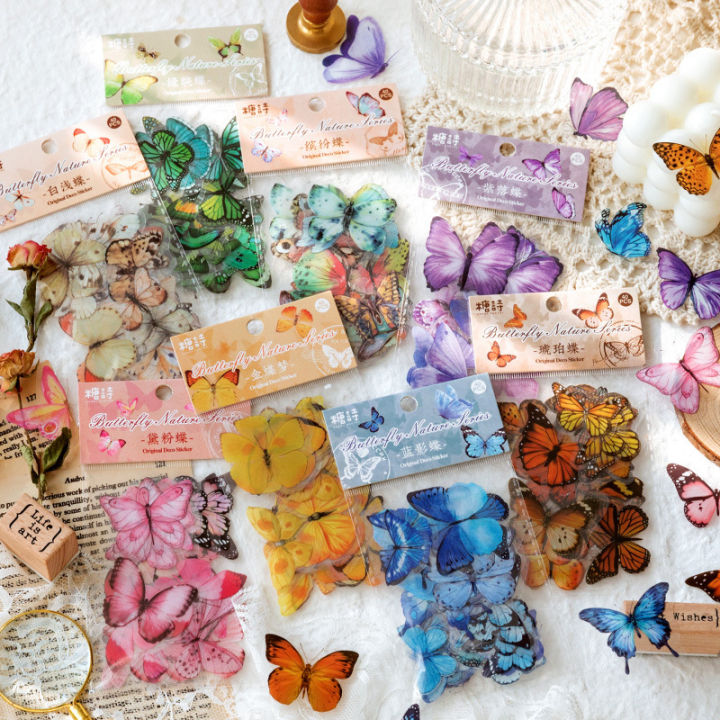 RHS Online 40PCS Aesthetic PET Sticker Set Vintage Butterfly Waterproof ...
