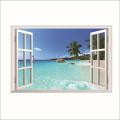 Large Removable Beach Sea 3D Window Decal WALL STICKER Home Decor Exotic Beach View Art Wallpaper Mural. 