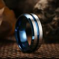 Beveled Edge Never Color Fade 8mm Stainless Steel Rings for Men Gifts. 