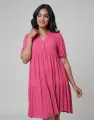 Spring & Summer Tiered Dress with Covered Buttons. 