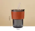 Glass Straw Cup Coffee Mug with Lid Straw 450ML Heat-Resistant Tumbler Hot Cold Milk Tea Cup 450ML heat-resistant glass cup coffee cup mug water cup straw glass cup sport Coffee Cup. 