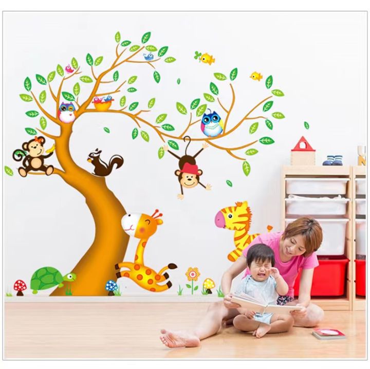 Big%20Tree%20Animals%20Cartoon%20Theme%20Kids%20Wall%20Art%20Decal%20Sticker%20Decoration%20for%20Living%20Room%20Nursery%20Baby%20Girl%20Boy%20Kid%20Children's%20Room%20Bedroom%20Decoration%20-%20Image%204