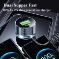 EDEBA USB Car Charger with Cable Super Fast Charge for iPhone 14 Pro Max 13 12 11 Samsung Huawei OPPO VIVO 12V Vehicle Adapter. 