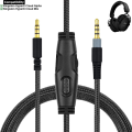 Braided Replacement Cable Extension Cord With Volume Control Mic Mute For Kingston HyperX Cloud Alpha Mix Gaming Headsets. 