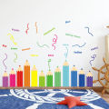 Cartoon Rainbow Crayon Wall Stickers Kids Room Bedroom Background Decoration Wallpaper Home Decor Self Adhesive Nursery Decals. 