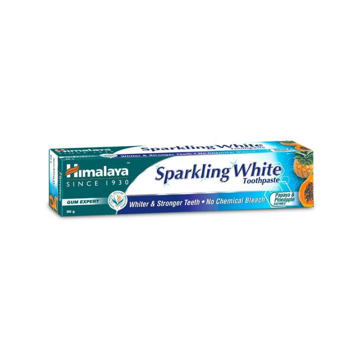 Himalaya Sparkling White Toothpaste | For Whiter & Stronger Teeth | No Chemical Bleach | With Papaya & Pineapple Enzymes |Oral care| 80g SAM