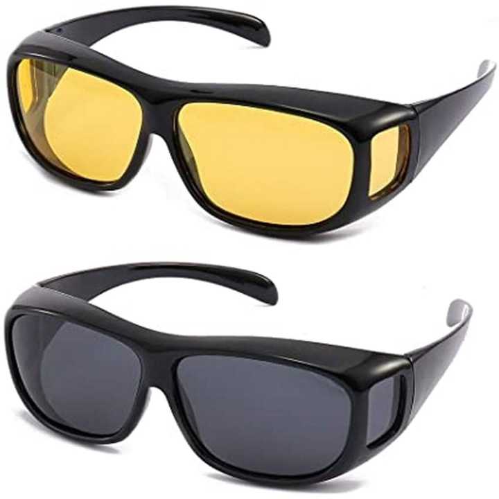 New 2pcs HD Vision Wraparound Day & Night Driving Glasses