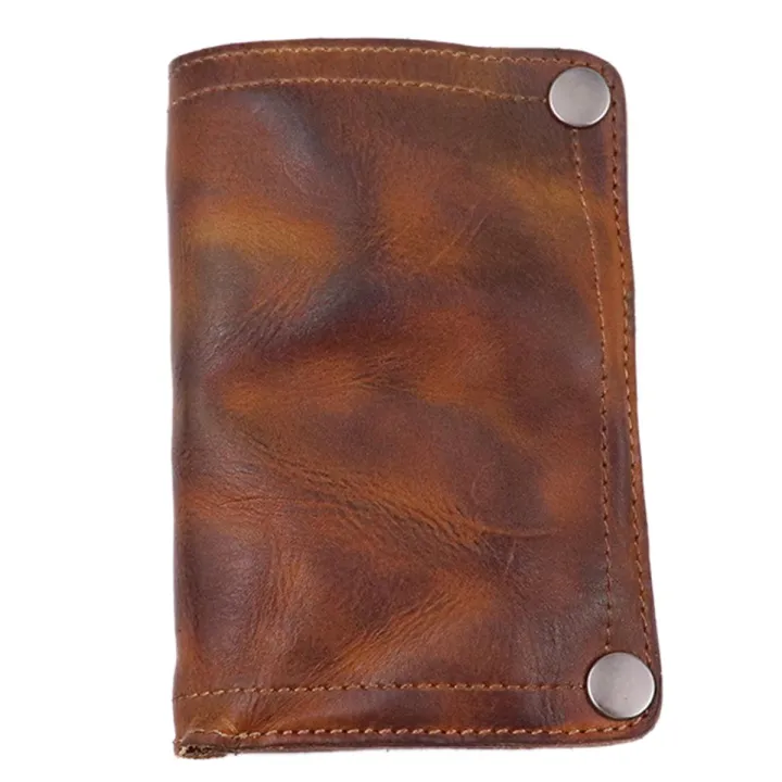 New Handmade Wrinkle Wallet,Cow Leather Men Wallet,Retro Leather Money Clip,Crazy Hore Card Holder,Light Brown