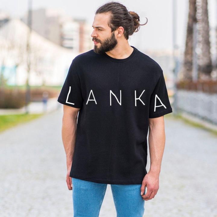 Double Side Lanka Map Graphic Oversized T-Shirt for men - Black