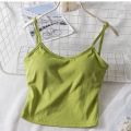 2023New Inner Wear Outer Wear Backless Top Women's Sling Beauty Back Short Exposed Umbilical Cord Chest Pad Underwear Vest. 