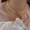 New 2025 Design 2023 Elegant Pearl Tulip Flower Necklace Pendant for Women Party Jewelry Set. 