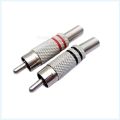 Metal RCA Lotus Male Welding Nickel-plated Audio AV Connector With Metal Spring Cable Protector Red Black E4. 
