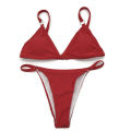 2024xey Clothing One Piece Swimsuit Triangle Swimsuit 2 Panties Bra Set Bikini Set Women Solid Color Beach Wear Summer Vacation S. 
