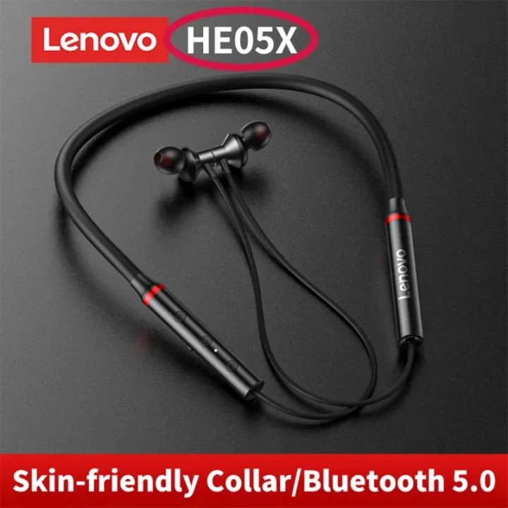Lenovo HE05X Bluetooth Wireless Magnetic Neckband Headset Sports Headphone waterproof