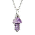 Handcrafted Handwoven Mushroom Jewelry Natural Stone Agate Pendant Necklace Intricate Weaving Unique Design Diy Jewelry Accessories for Wear Boho Chic Style. 