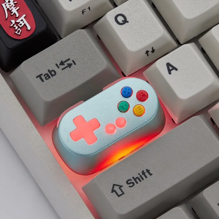 Holyoops%20Gamepad%20Controller%20Capslock%20Artisan%20Keycap%20CNC%20anodized%20aluminum%20Compatible%20Cherry%20MX%20switches%20white%20pink%20cyan%20yellow%20-%20Image%206