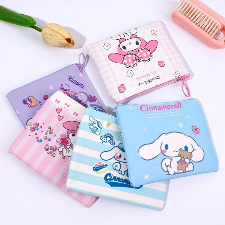 Sanrio Kuromi Kawaii Mini Portable Zipper Pouch Cartoon Anime PU My Melody Cute Wallet Bag Earphone Purses