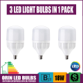 18w Led Light Bulbs 3 In 1 Pack. 