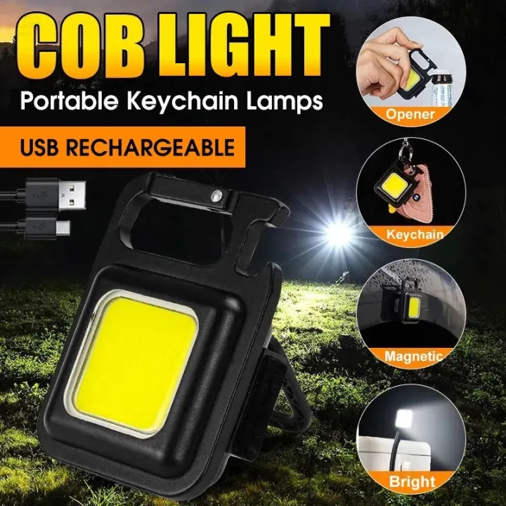 30 COB Rechargeable LED Light Mini Keychain Work Lamp Multifunctional Indoor Outdoor Flash Light Pocket Clip Work Light 500 Lumens Portable High-Brightness Corkscrew Keychain Light LED Camping Small Light