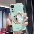 For OPPO A18 4G / A38 4G / A58 4G / A78 4G / A78 5G / A98 5G Back Cover with Bowknot Makeup Mirror Luxury 6D Plating Square Bumper Girls Phone Case Shiny Soft Silicone Protective Cases Pouch. 