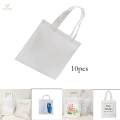10 Pieces White Reusable Sublimation Blank Shopping Bag Personalised Beach Tote Bag for DIY. 