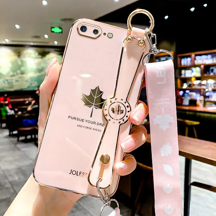 For%20iPhone%208%20Plus%20/%20iPhone%207%20Plus%20Back%20Cover%20with%20Lanyard%20+%20Wristband%20Fashion%20Shiny%20Maple%20Leaf%20Plating%20Bumper%20Stand%20Holder%20Case%20Camera%20Protection%20Soft%20Silicone%20Mobile%20Phone%20Cases%20-%20Image%203