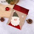 Soft Fabric Gift Bag Christmas Gift Bag Festive Drawstring Candy Wrapping Bags with Snowman/elk/santa Claus Pattern High-quality Fabric Perfect Christmas Pendant Firm Embroidery Gift Bag. 