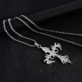 Fashion Vintage Flame Cross Pendant Necklace For Women Men Long Chain Punk Goth Trendy Accessories Choker Gothic Jewelry. 