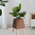 Plant Basket with Stand Basket Planter Modern Stable Rustic Display Flower Pot Wooden Standing Legs for Cafe Bar Dining Room Apartment Decor. 