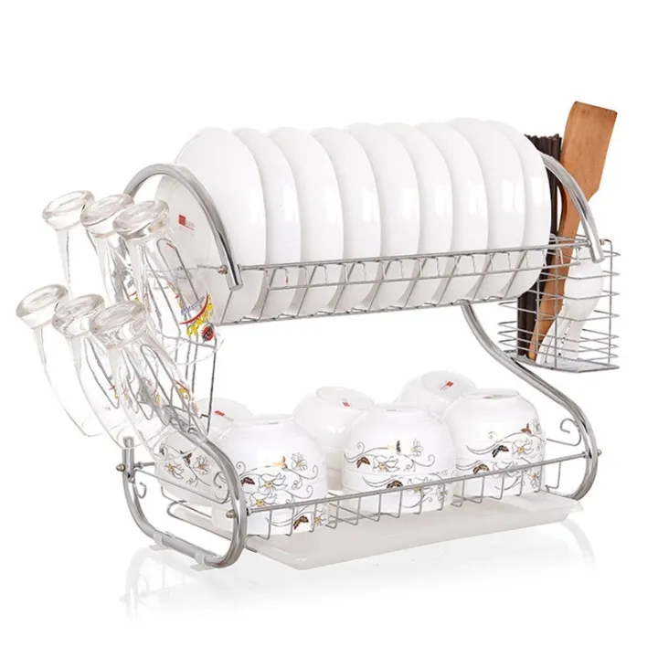 2-Layer%20Dish%20Drainer,%20Sttech1%20Multifunction%20S-Shaped%20Dual%20Layers%20Dish%20Drying%20Rack%20Kitchen%20Collection%20-%20Image%206
