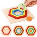 Shape Cognition Board Children's Jigsaw Puzzle Wooden Educational Baby Learning Match Toys. 