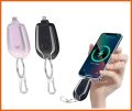 Portable Mini Power Bank, Emergency Charger, 1500mAh Portable Keychain Charger, Ultra Compact Mini Battery Fast Charging Backup Power Bank (Black-iOS & Pink-Type C). 