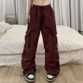 DESCENTE Cool Street Style Pants Stylish Functional Women's Cargo Pants Quick-drying Wide Leg Elastic Waist Multi Pockets Perfect for Sports Outdoor Activities southeast Buyers. 