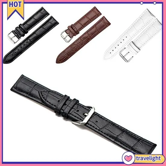 【ZIME】Women's Men's Unisex Faux Leather Watch Strap Buckle Band Black Brown White