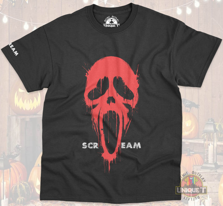 Scream Drip Scream Ghostface T-Shirt Red Drip Mask Slasher Movie Scream Cotton T ...