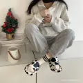 Milk Slippers Cows Pattern Harajuku Style Summer Cow Indoor Home Non-Slip Bathroom Platform Slippers Men's Drooping Feeling. 