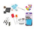 21pcs cake set Muffin / Cup Cake Baking Tray (12 cups) 3pcs/set Colorful Plastic Cream Scraper Egg beater Measuring Cups 10pcs 3pcs spreader Turn table. 