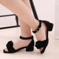 Girls Sandals Children High Heel Princess Shoes Medium and Large Kids Shoes Girls Small Heel Flowers Dancing Shoes2023Summer New. 