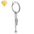 1Pc Men Fashion Long Chain Ear Piercing Loop Clip Hoop Earring Jewelry Gift. 
