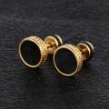 Man Fashion ium Earbob Ear Studs Cool Flat Round Shape Earrings. 