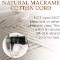 ST Natural Macrame Cord 3mm Cotton Cord 30 Yard Single twisted Cotton Rope for DIY Projects 90 feet Macramé Rope. 