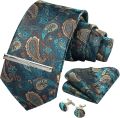 100% Silk Necktie Paisley Floral Mens Tie Top Quality Business Tie Pocket Square Tie Clip Cufflinks Set Classic For Men Gift Box. 