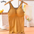 Women Solid Color High Quality Cotton Yoga Sports Vest With Chest Pad Underwear. 